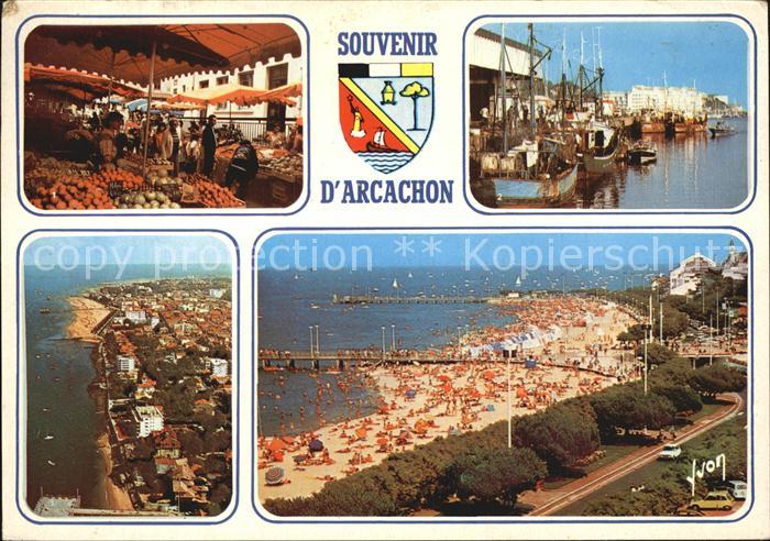 Arcachon Gironde Fliegeraufnahme Strand Hafen Markt