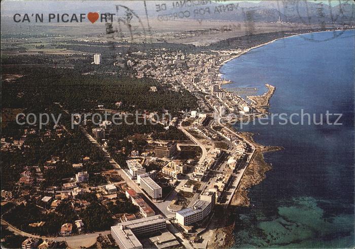 Can Picafort Mallorca Fliegeraufnahme mit Hafen Strand