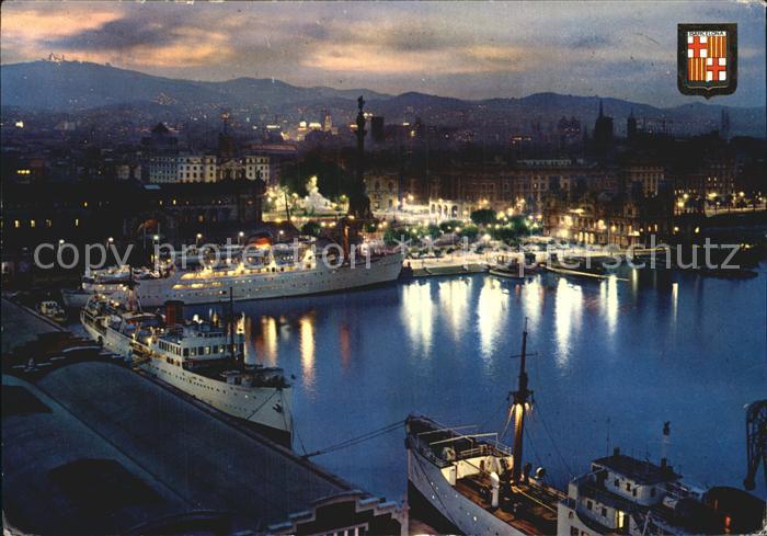 Barcelona Cataluna Hafen bei Nacht