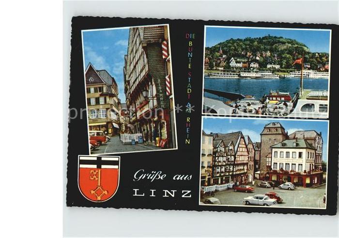 Linz Rhein Faehre Stadtansicht