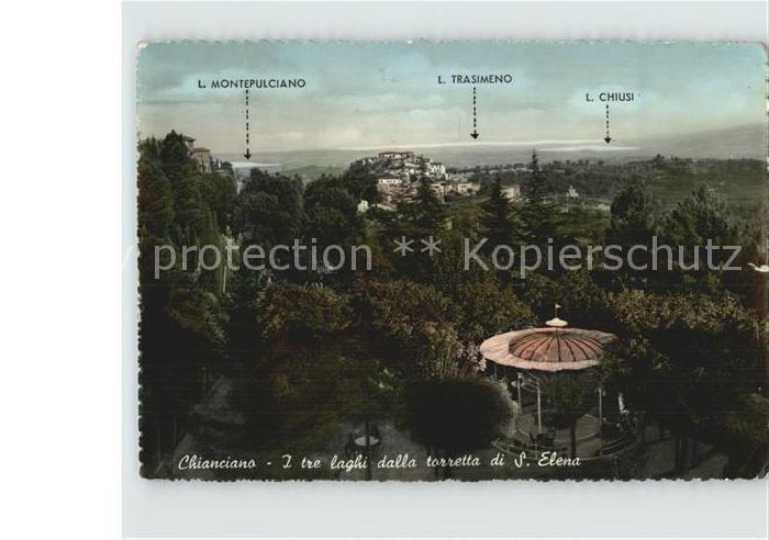 Chianciano Terme Die drei Seen aus dem Tuermchen der Heiligen Elena