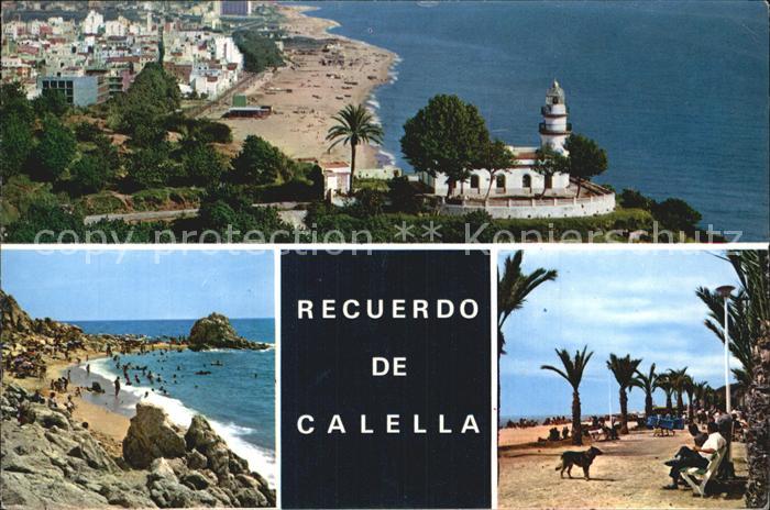 Calella Kueste Kirche Strand Promenade Palmen