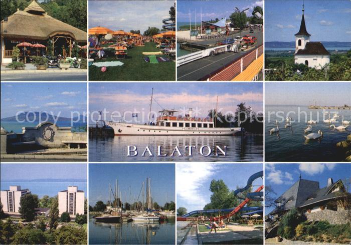 Balaton Plattensee Ferienorte Strand Faehre Schwaene Rutschbahn