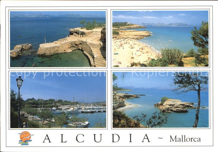 Alcudia Mallorca Panorama Kueste Strand Felsen Yachthafen