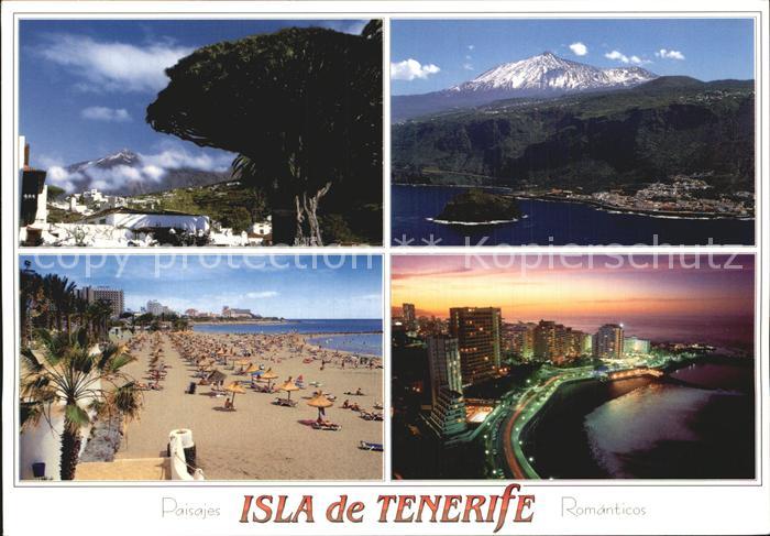 Puerto de la Cruz Panorama mit Vulkan Teide Strand Hotels Nachtaufnahme