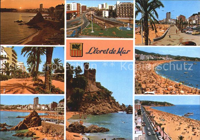 Lloret de Mar Sonnenuntergang Kueste Strand Promenade Burg