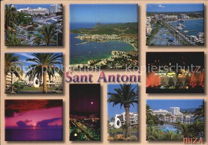Sant Antoni de Calonge Teilansichten Bucht Promenade Nachtaufnahme Palmen Hotels