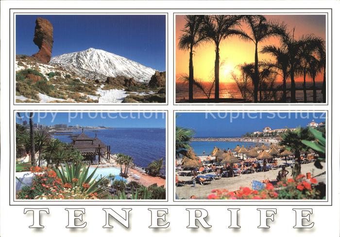Tenerife Landschaft Sonnenuntergang unter Palmen Strand Promenade