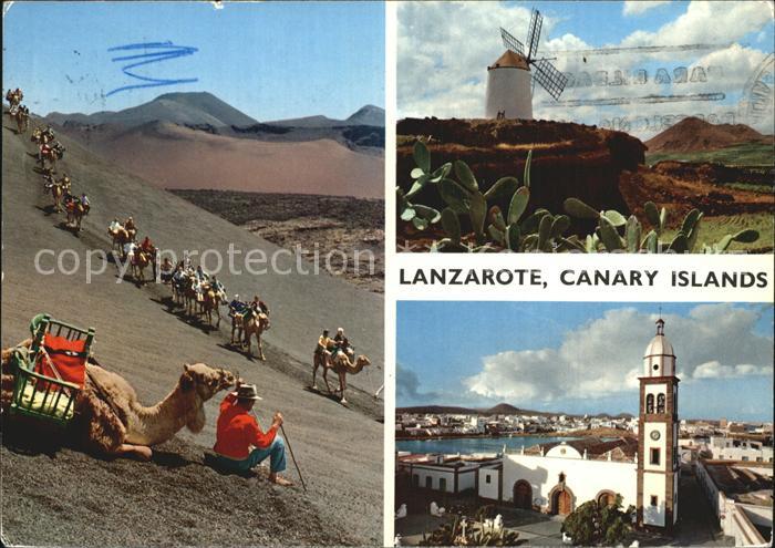 Lanzarote Kanarische Inseln Vulkaninsel Kamelreiten Windmuehle Kirche