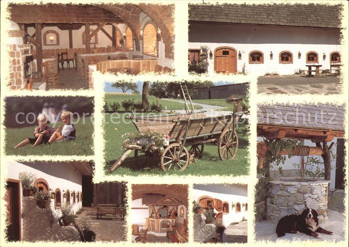 Artstetten-Poebring Schloss Gasthof Kinder Karren Brunnen Hund