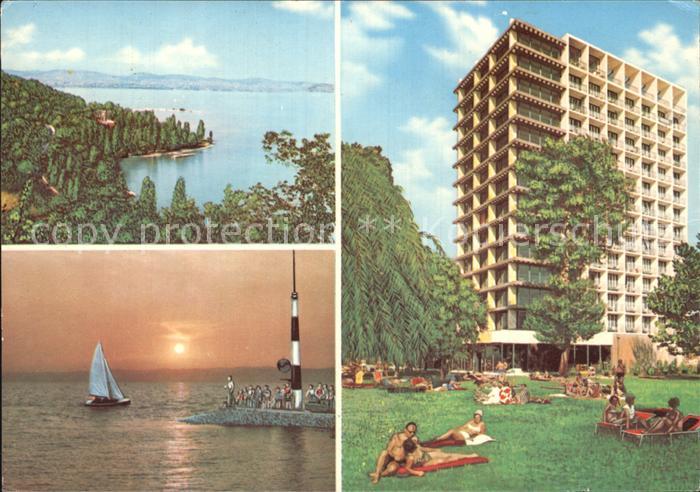 Balaton Plattensee Panorama Hotel Liegewiese Sonnenuntergang Segeln