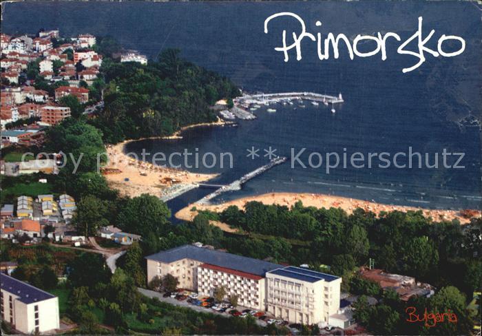 Primorsko Strand Hafen Fliegeraufnahme