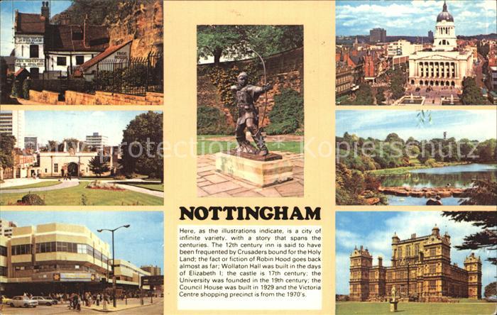 Nottingham UK Robin Hood Statue Castle Gate Wollaton Hall