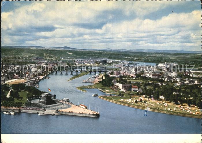 Koblenz Rhein Deutsches Eck mit Moselmuendung