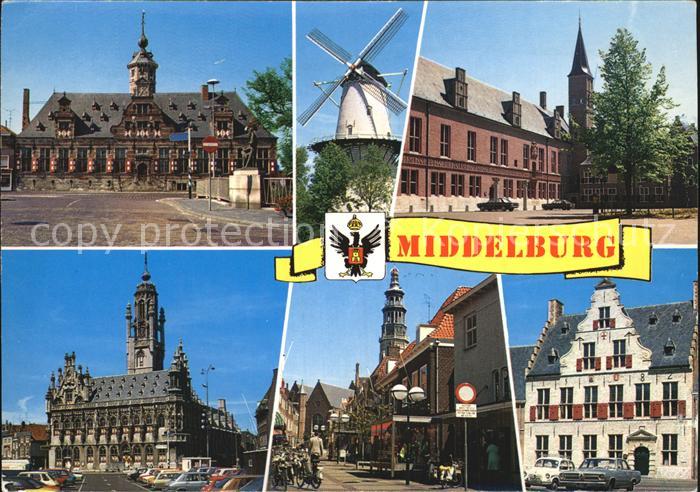 Middelburg Oost-Vlaanderen Schloss Windmuehle Kirchen Rathaus