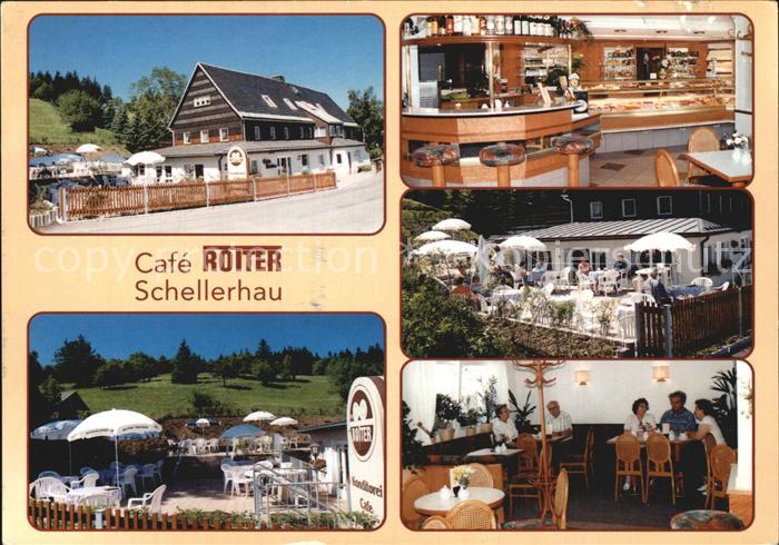 Schellerhau Cafe Rotter Kuchentheke Gartenterrasse Gaststube