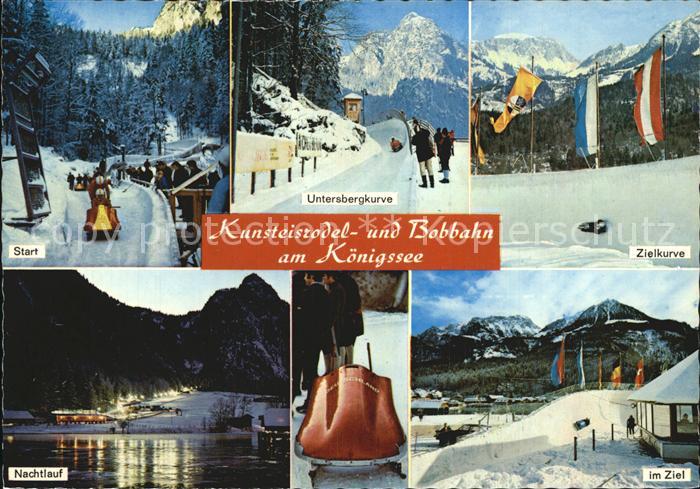 Koenigssee Kunsteisrodel und Bobbahn Start Untersbergkurve Zielkurve Nachtlauf Z
