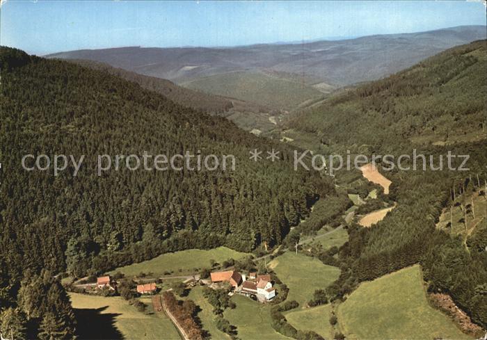 Struempfelbrunn Muehle im oberen Hoellgrund Fliegeraufnahme