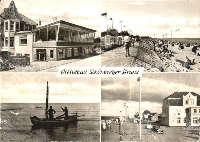 Schoenberger Strand Strandschloesschen Promenade Fischerboot Hotel