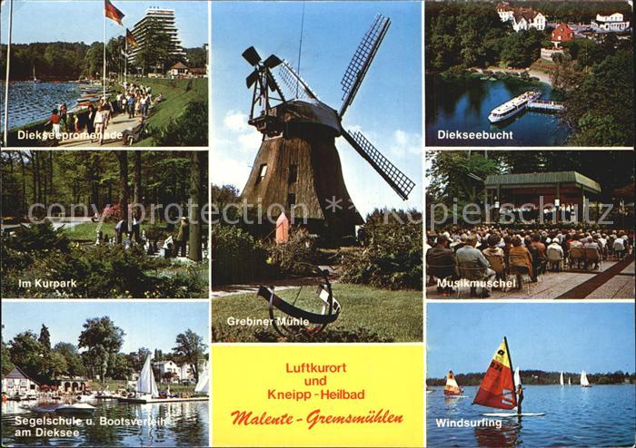 Malente-Gremsmuehlen Grebinger-Muehle Musikmuschel Diekseebucht Kurpark Segelsch
