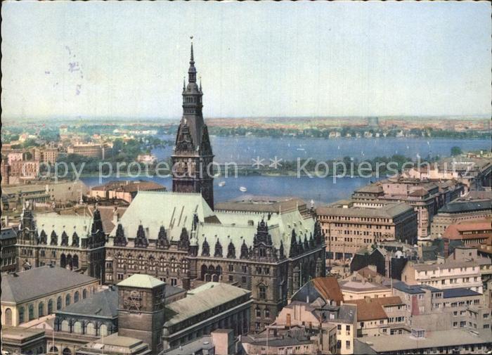 HAMBURG  CITY Rathaus und Alster Fliegeraufnahme