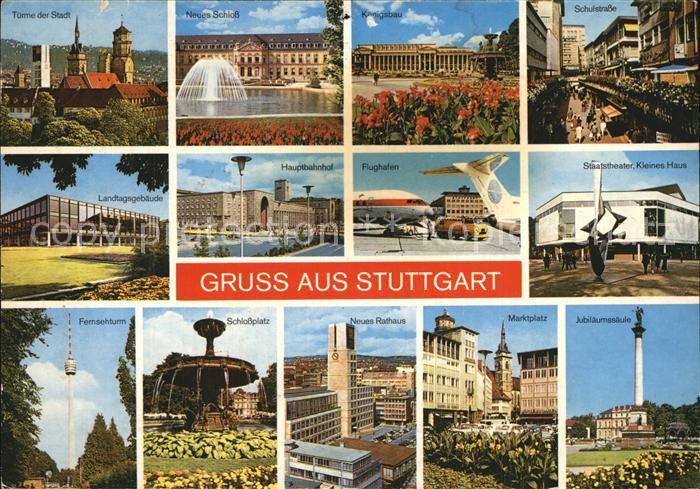 STUTTGART  CITY Schulstrasse Flughafen Hauptbahnhof Schlossplatz Marktplatz Jubi