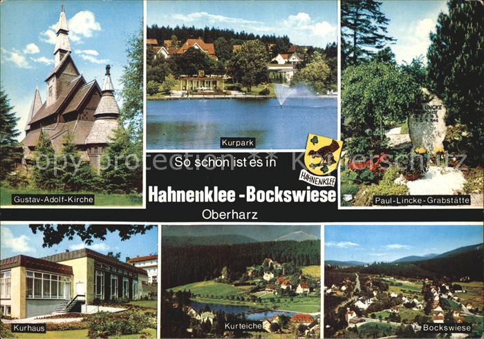 Hahnenklee-Bockswiese Harz Kurpark Gustav-Adolf-Kirche Kurhaus Paul-Lincke-Grabs