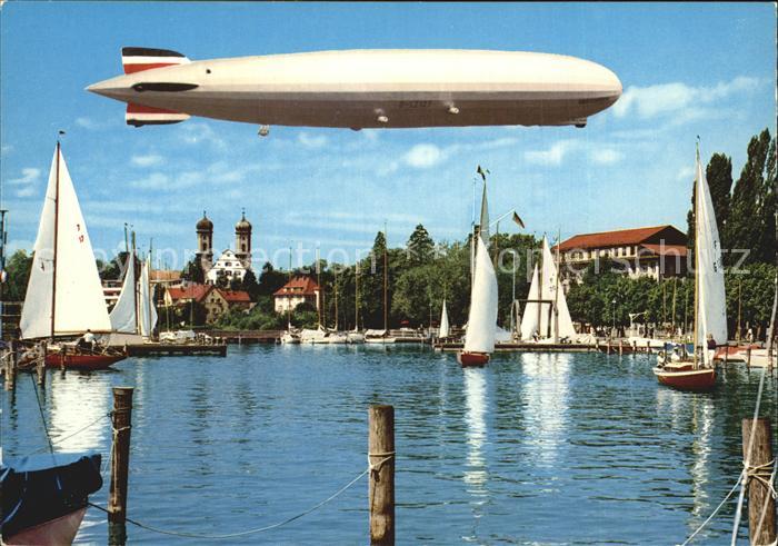 Friedrichshafen Bodensee Luftschiff Hindenburg mit Schlosskirche und Yachthafen