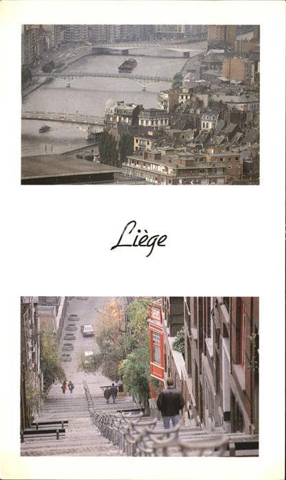 Liege Luettich Flusspartie mit Bruecken und Steintreppe