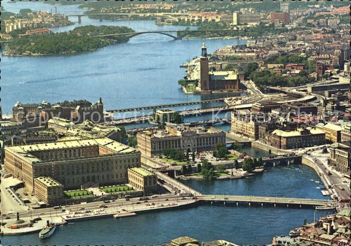 Stockholm Fliegeraufnahme Slottet och Stadshuset