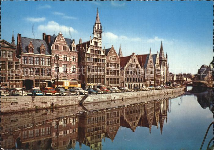 Gent Gand Flandre Grasrui alte Haeuser am Kanal