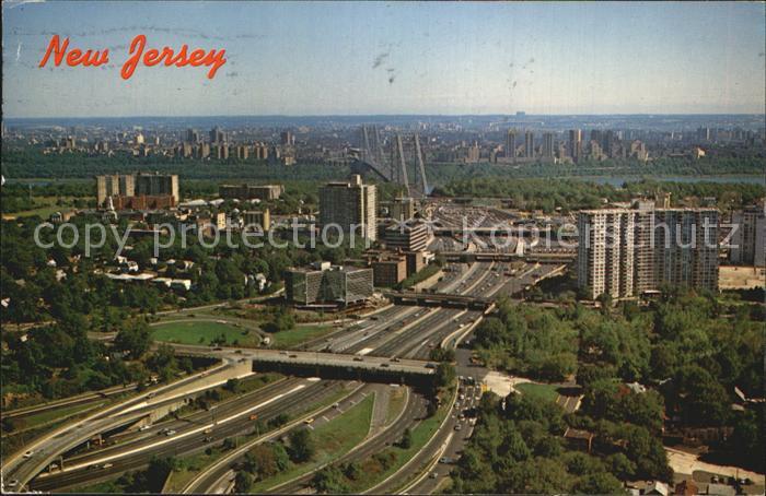 New Jersey Arial view to George Washington Bridge Hudson River Manhattan Island