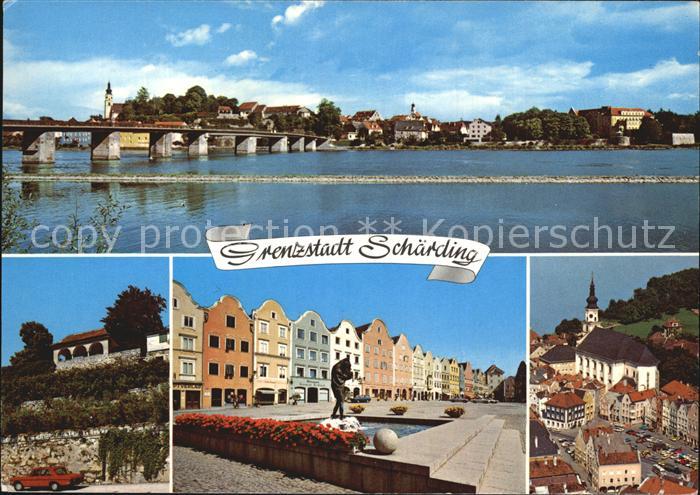 Schaerding Inn Bruecke Christophorusbrunnen Silberzeile Schlosspark Stadtplatz P