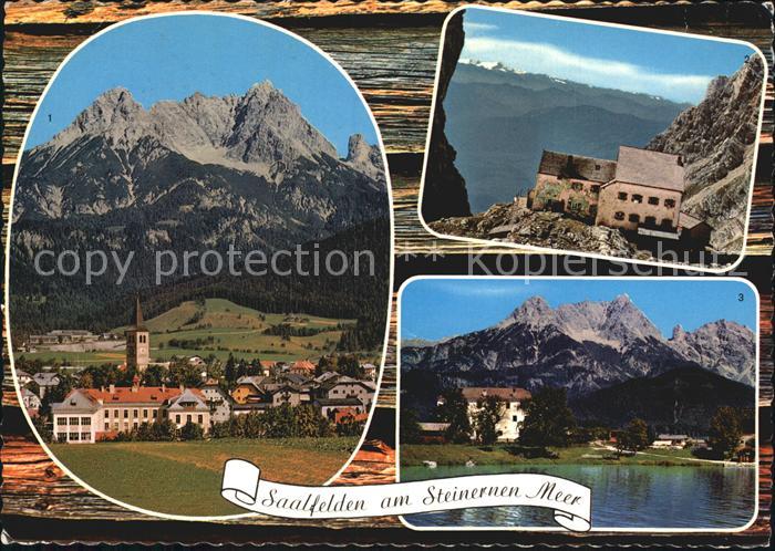 Saalfelden Steinernes Meer Ortsansicht mit Kirche Alpenpanorama See Berghaus