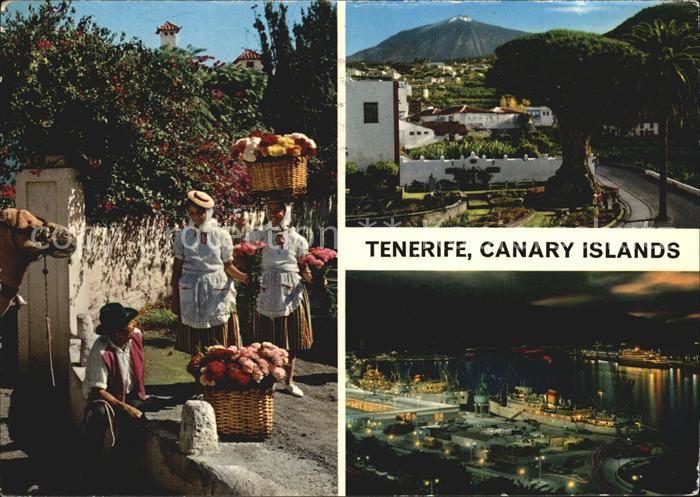 Tenerife Strassenhaendler Teilansicht Hafen Nachtaufnahme