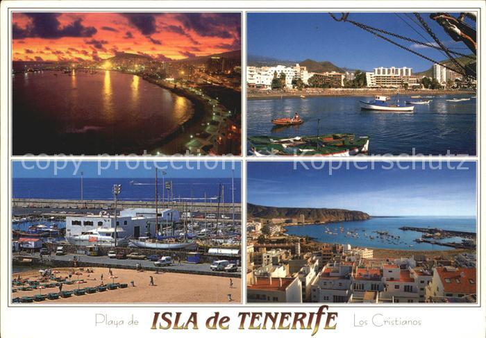 Playa de Los Cristianos Sonnenuntergang am Meer Hafen Kueste