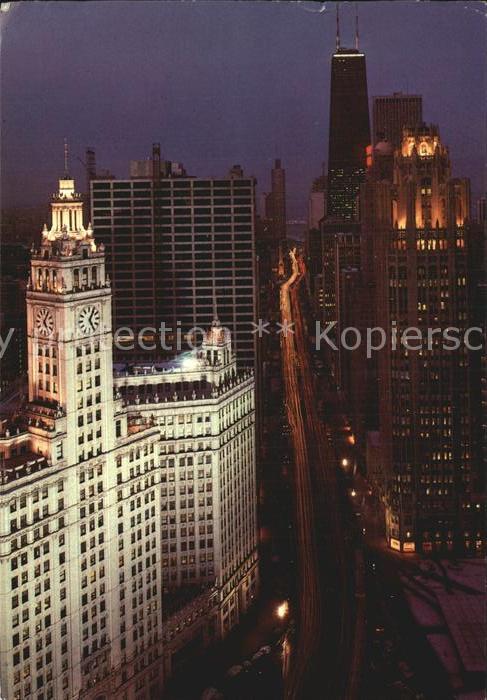 Chicago Illinois Magnificent Mile Michigan Avenue Wrighley Building Tribune Towe
