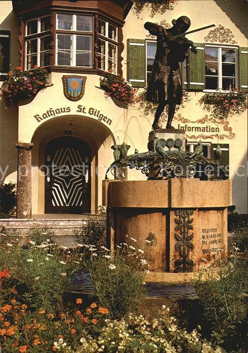 St Gilgen Salzkammergut Mozartbrunnen Skulptur Rathaus