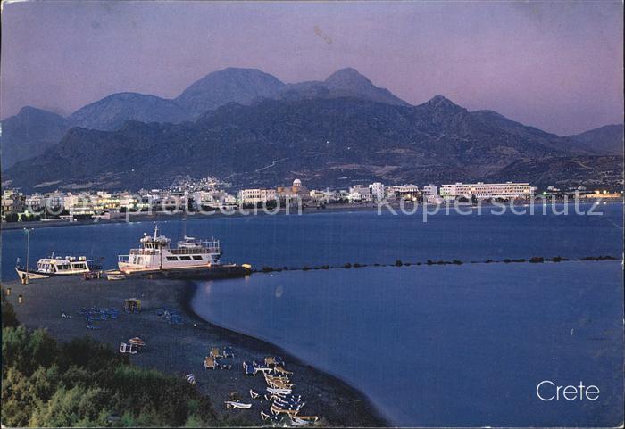 Ierapetra Kreta Panorama Hafen Berge Nachtaufnahme