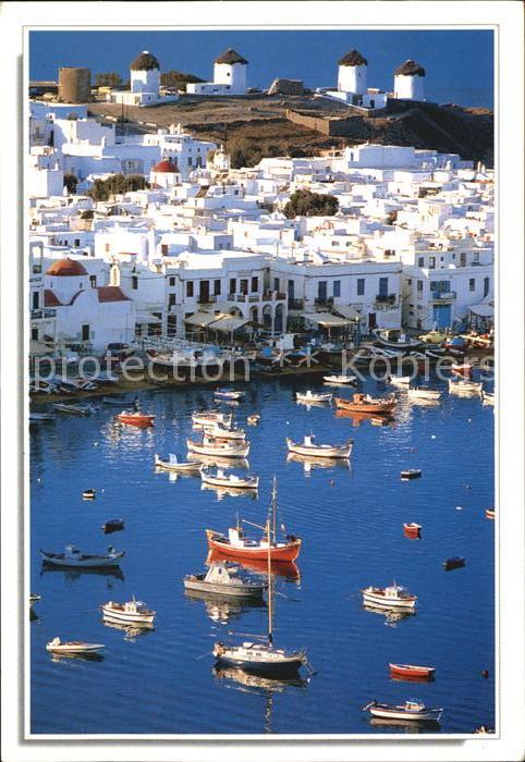 Mykonos Kykladeninsel aegaeis Hafen Fliegeraufnahme