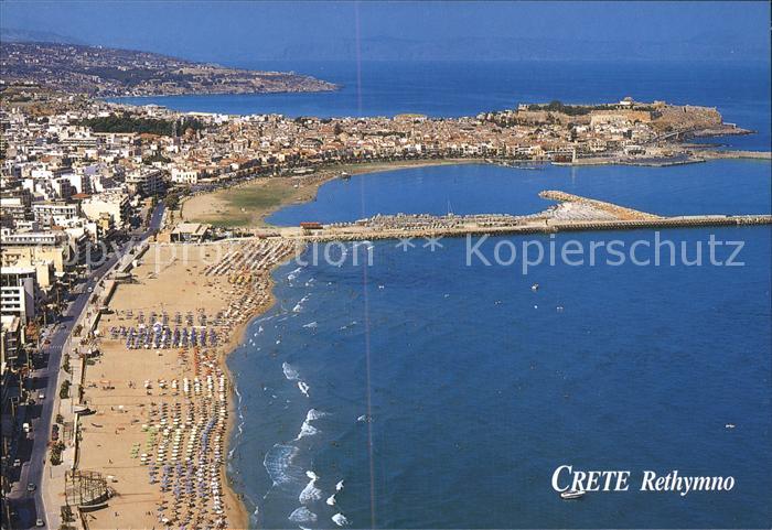 Rethymno Kreta Strand Kueste Fliegeraufnahme