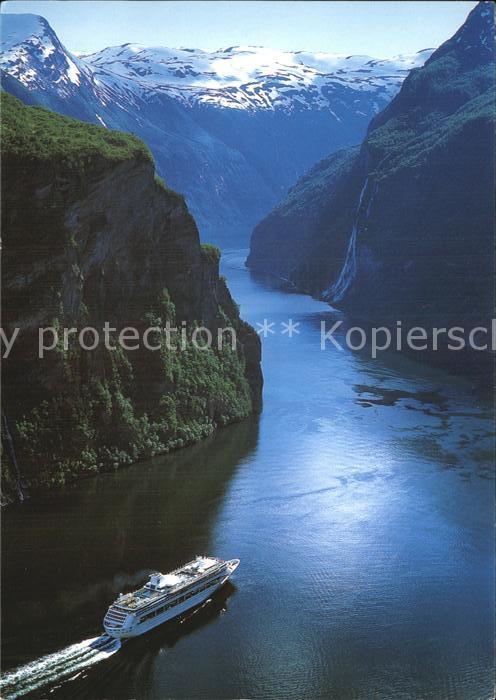 Schiffe Ships Navires Norway Geirangerfjord Waterfall The seven Sisters
