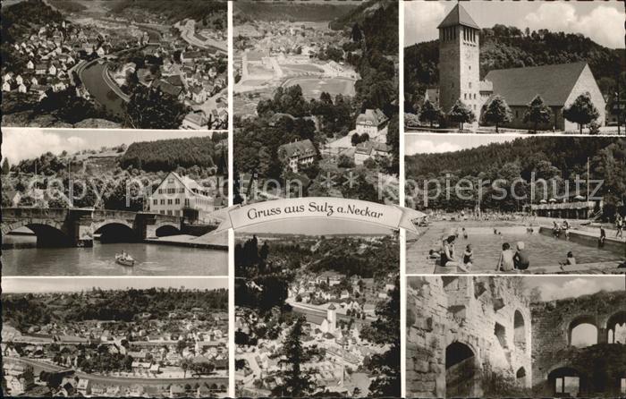 Sulz Neckar Total Turm Bruecke Schwimmbad Burgruine