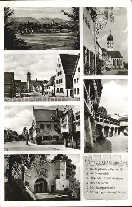 Schongau Panorama Strassenpartie Alter Winkel mit Wehrturm Altes Rattor Stadtpfa