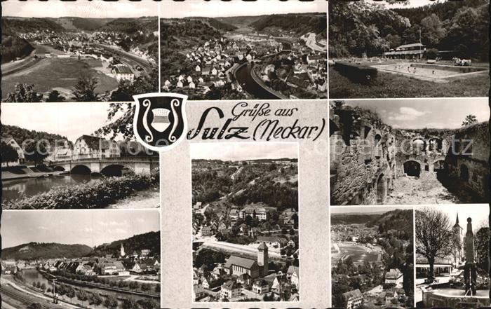 Sulz Neckar Orts und Teilansichten Schwimmbad Ruine Neckarpartie Brunnen
