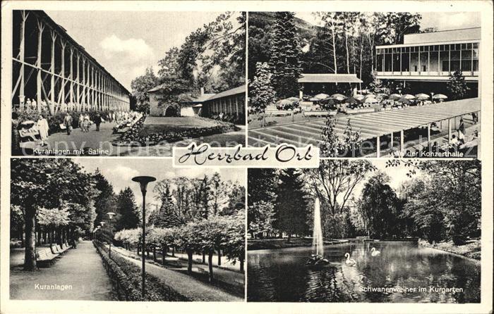 Bad Orb Kuranlagen Saline Konzerthalle Schwanenteich Kurgarten Fontaene