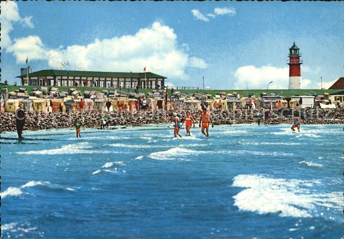Buesum Nordseebad Badefreuden am Suedstrand Leuchtturm