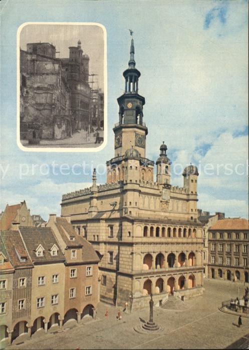 Poznan Posen Rathaus heute und nach 1945
