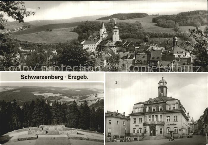 Schwarzenberg Erzgebirge Panorama Schloss Wilh Pieck Feierstaette HOG und Hotel