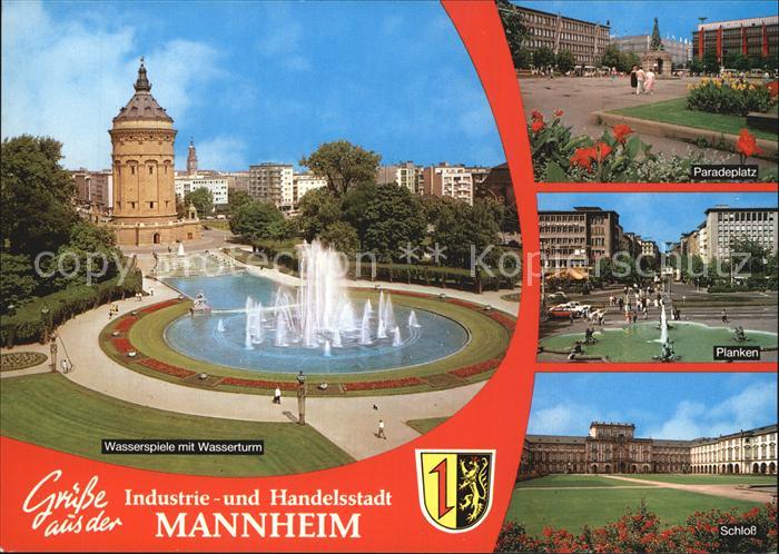 MANNHEIM BW Wasserspiele Wasserturm Paradeplatz Planken Schloss